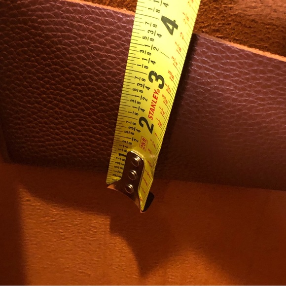 VINCE CAMUTO Tumbled Brown Black Stripe Vegan Leather File Briefcase Tote Bag - Picture 13 of 15